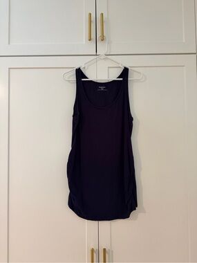 Motherhood Maternity Side Ruched Navy Scoop Neck Tank Top